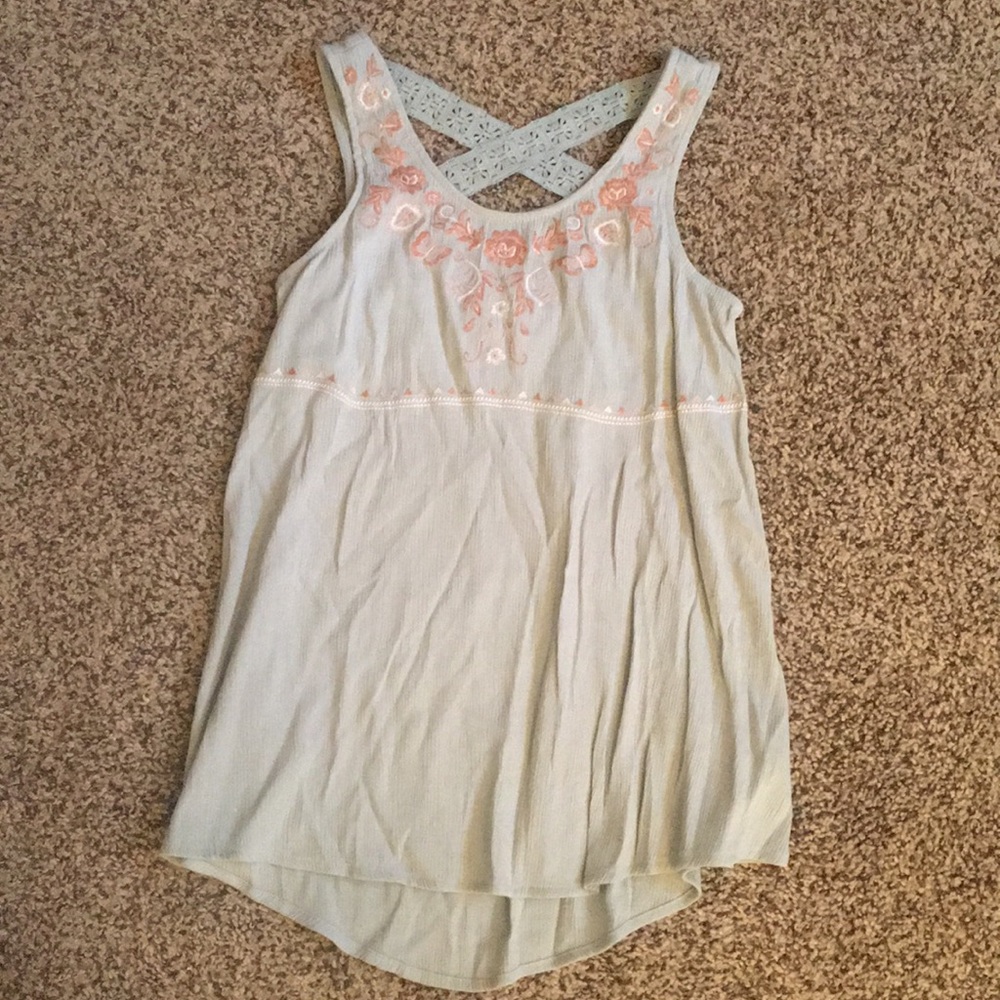Green tank blouse